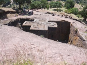 From above - church of St George at Lalibela