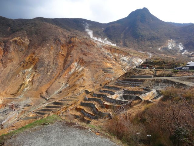 The view from the ropeway at Owakidani. Breathtaking