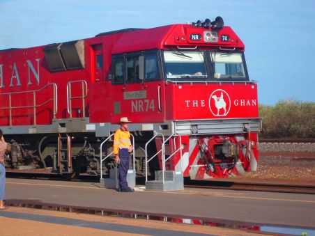 The Ghan in Alice Spings.