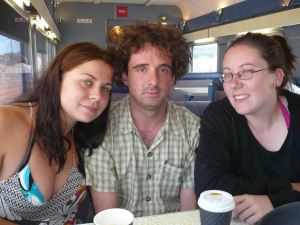 Backpackers after a long night...