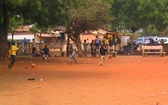 Boys playing football