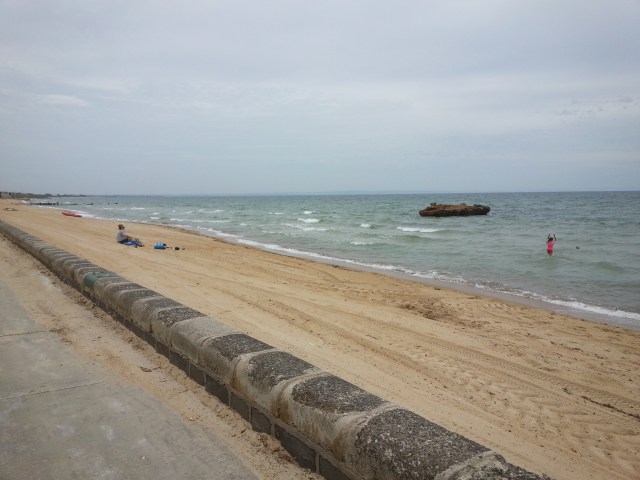 The beach - it is cloudy, but it's still a great place to be December in Australia,