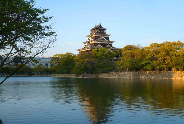 The castle - rebuilt, across the moat.