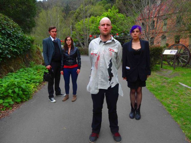 A planned publicity shot from the filming.