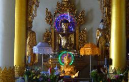 Fairy lights on Buddha. I say it's tacky.