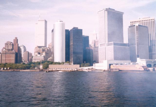 New York from the harbour on a ferry.
