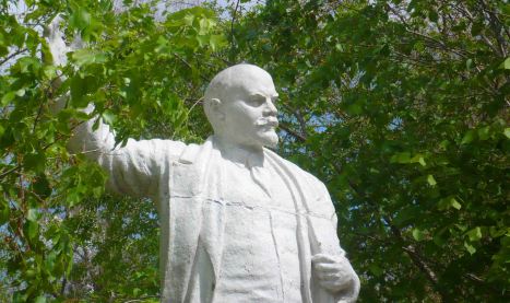 Lenin statue in a park in Semey.