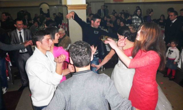 Dancing Georgian style with cocked wrists.