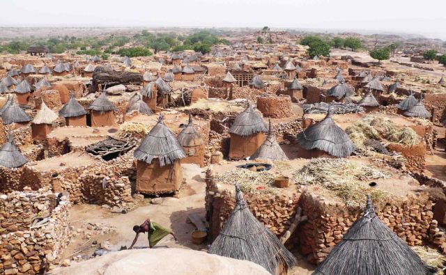 Village atop the cliff.