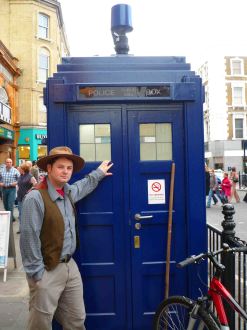 It's me, outside a Police Box outside Earl's Court station.