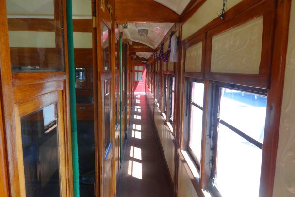 Inside the restored carriage.