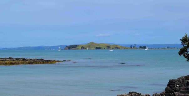 View across from the island to a smaller one.