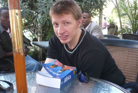 Outside the Ras Hotel, my mate Graham plans.