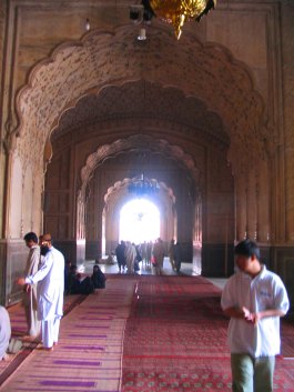 Inside the Badshahi Mosque.