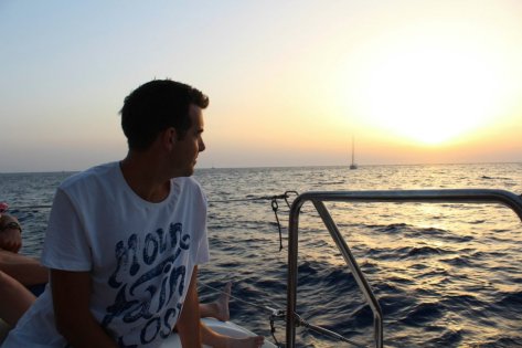 Sailing around Santorini