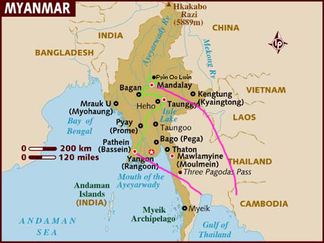 map_of_myanmar route