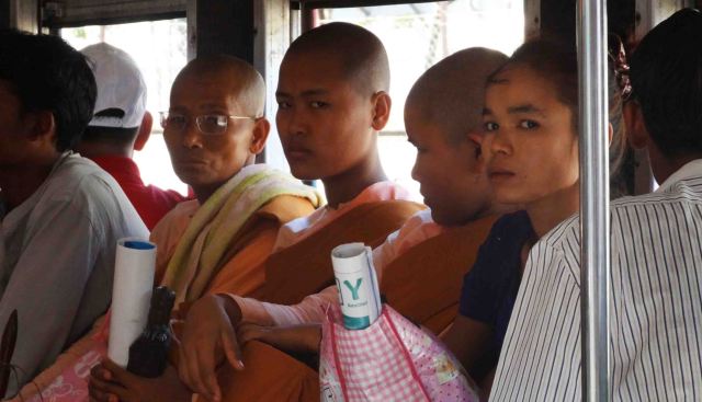 monk on train yangon