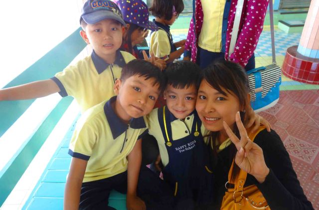 teacher and kids Mandalay Hill