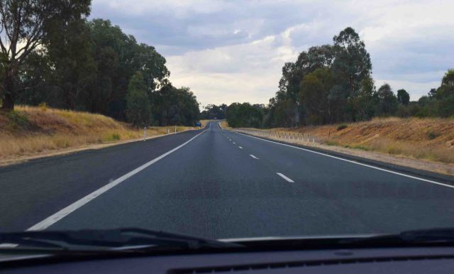 On the open road! It was kinda like this. The whole way!