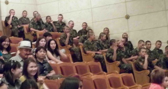 soliders in Bishkek theatre