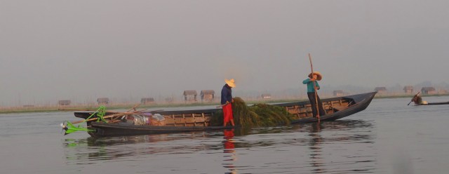 Boat's all right on its side mate! On Inle Lake.
