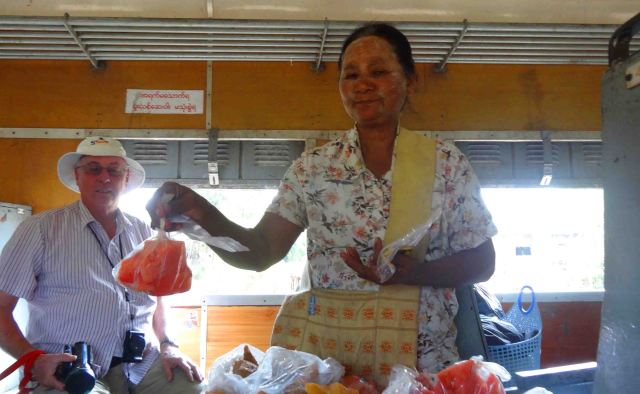 Get your watermelon here! On the train from Pyinn Oo Lwin.