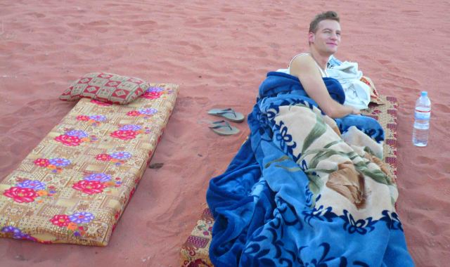 Waking up in the desert after sleeping under the stars.