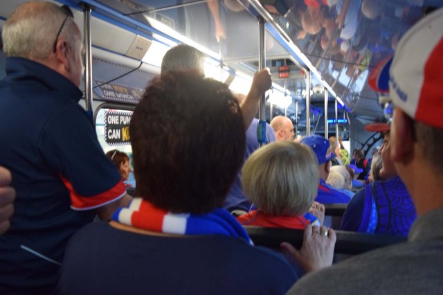 On the bus to the game!