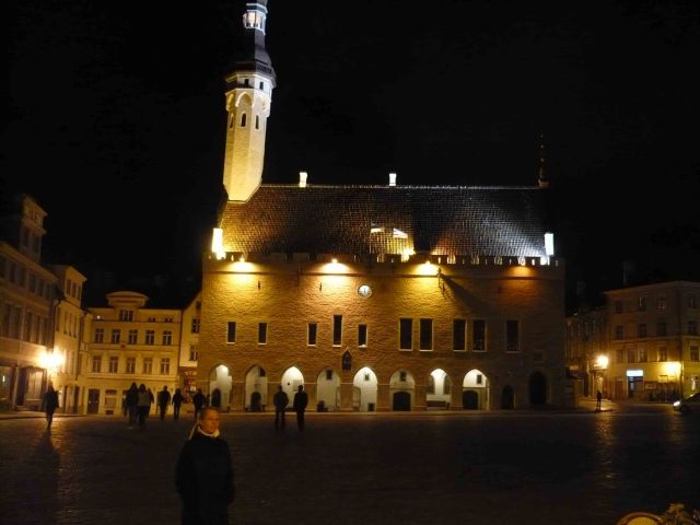 Central square in Tallinn at night