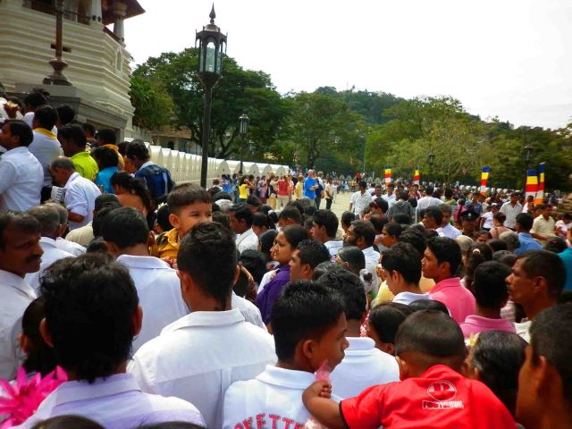 Crowds at temple in Kandy